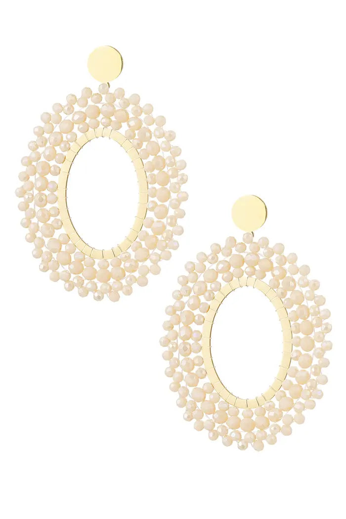 Kralen oorbellen Beige